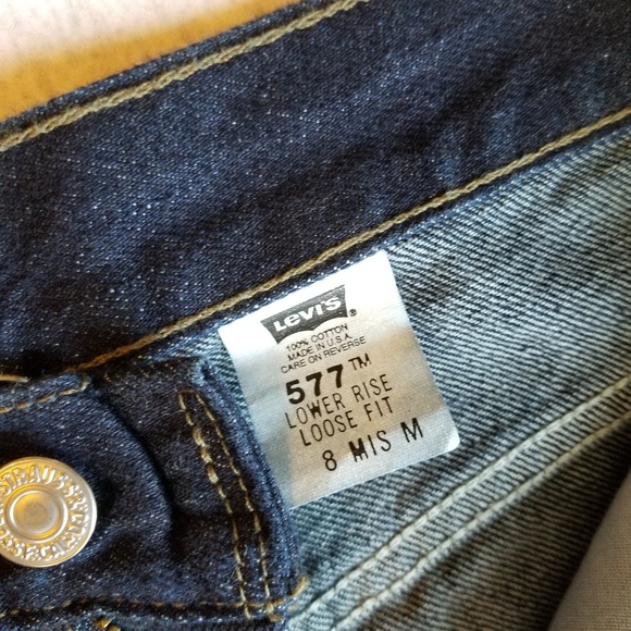 Vintage Levi's 577 cropped wide leg raw hem Retro - Picture 7 of 8